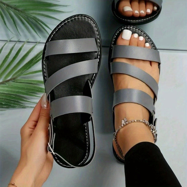 VERONICA | ORTHOPEDIC STRAPPED FLAT SANDALS - La femme Toronto
