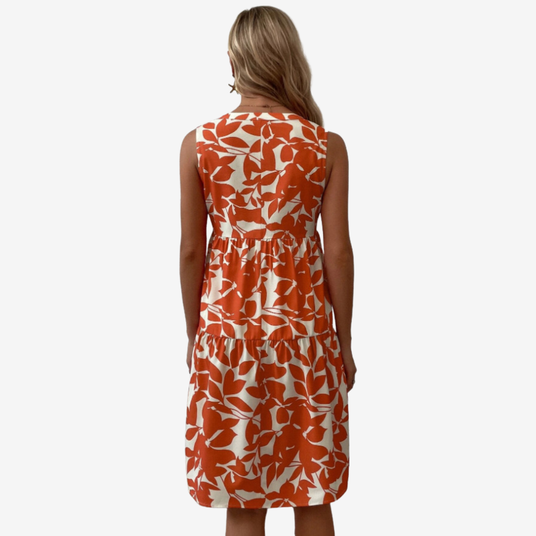 Séraphine™ Midi Dress with Leaf Motifs - La femme Toronto