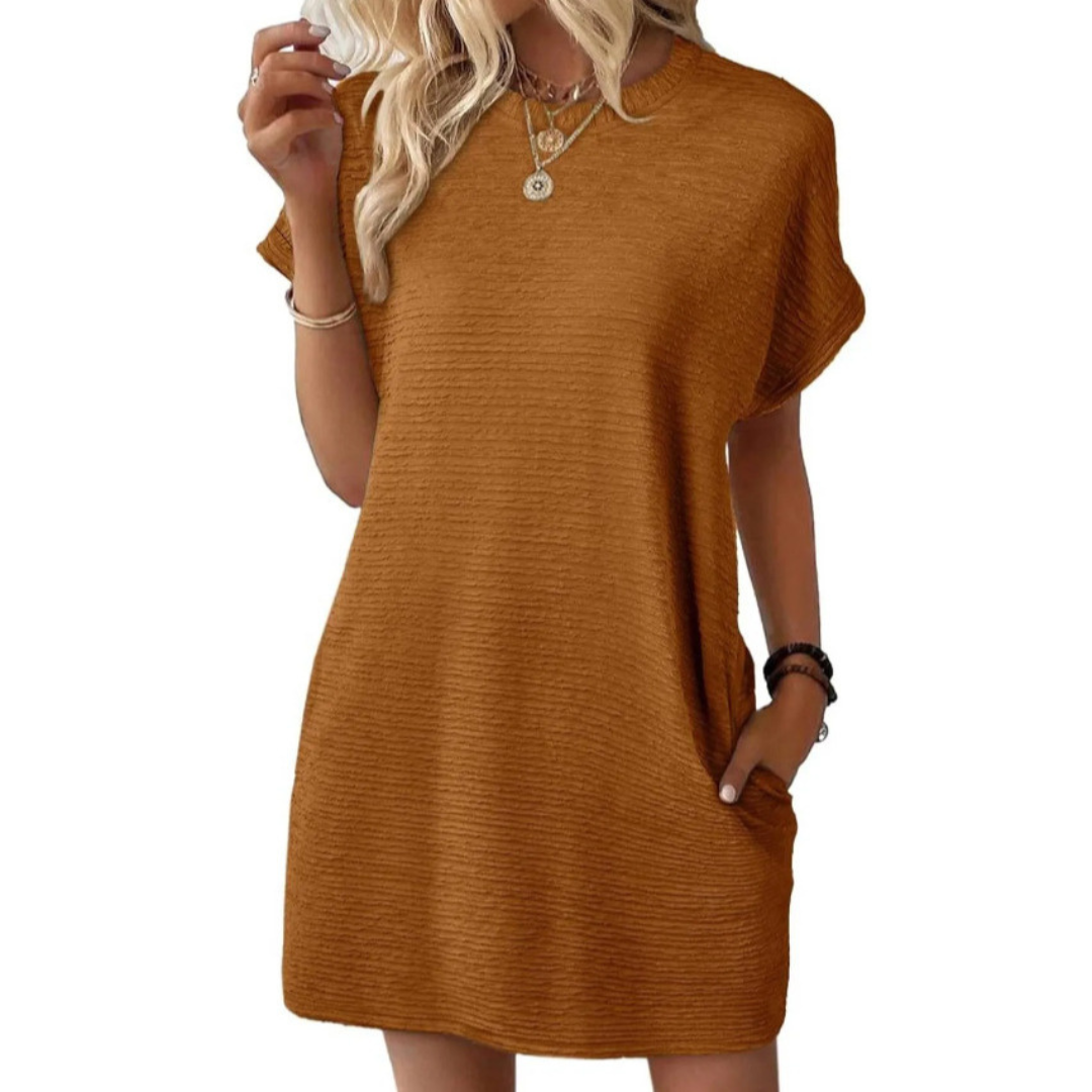 EVASHA™ – Casual Minimalist Round Neck Summer Dress - La femme Toronto