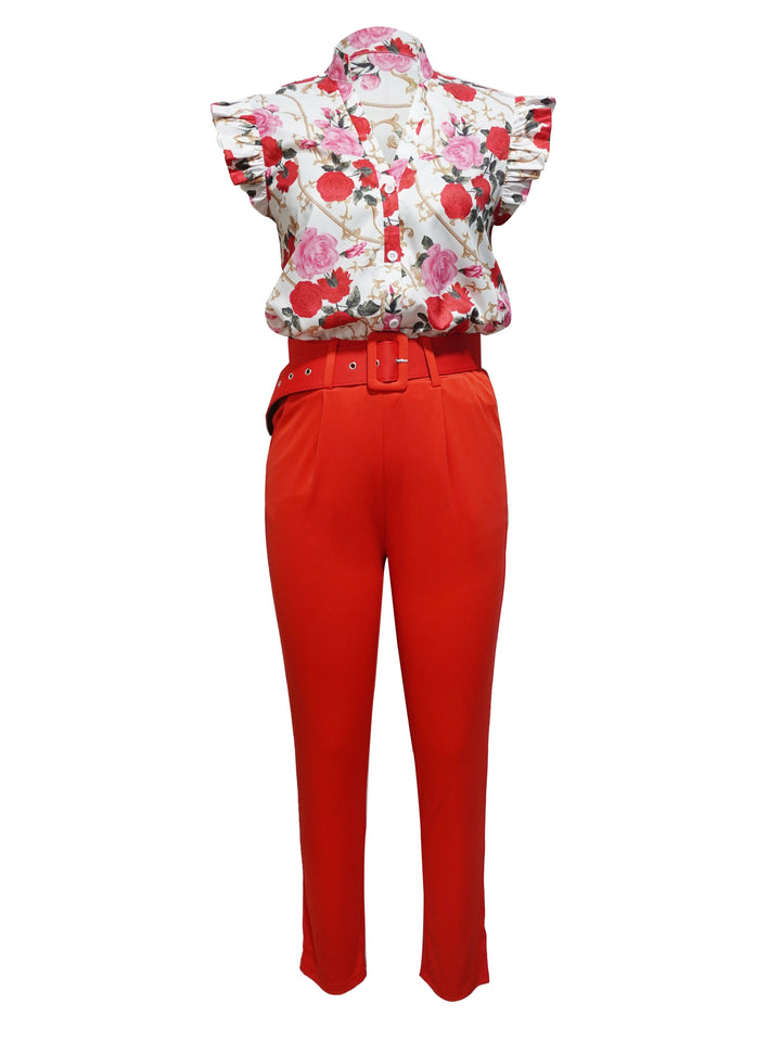 Florabel™ - Stylish Ruffle-Sleeve Set - La femme Toronto