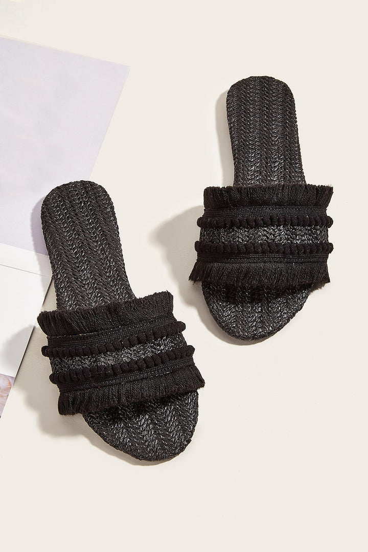 Fringe Slippers - La femme Toronto