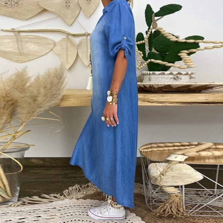 Ilse™ | Summer V-Neck Half Denim Dress - La femme Toronto