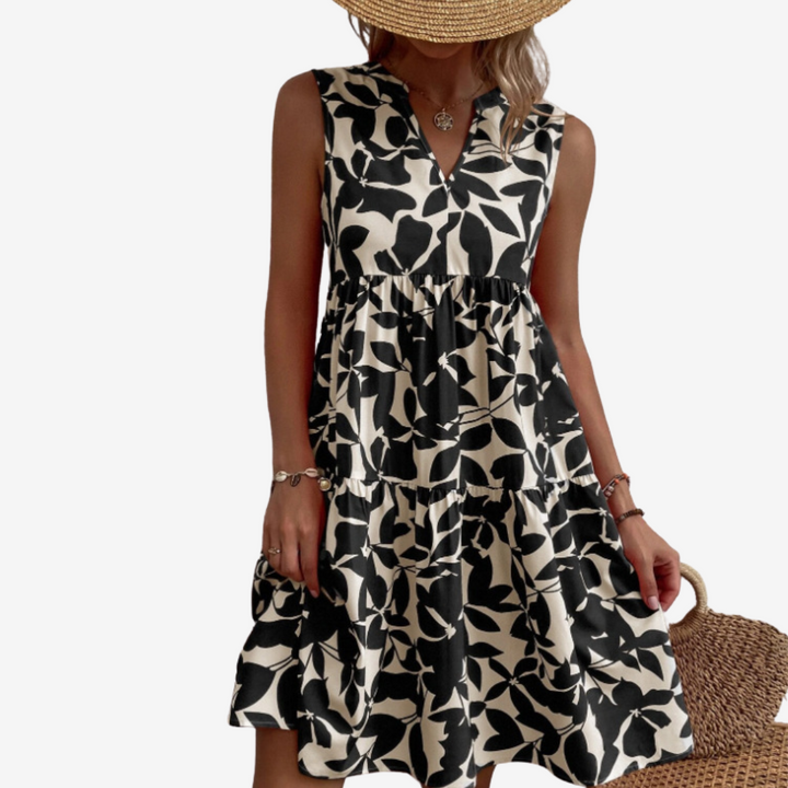 Séraphine™ Midi Dress with Leaf Motifs - La femme Toronto