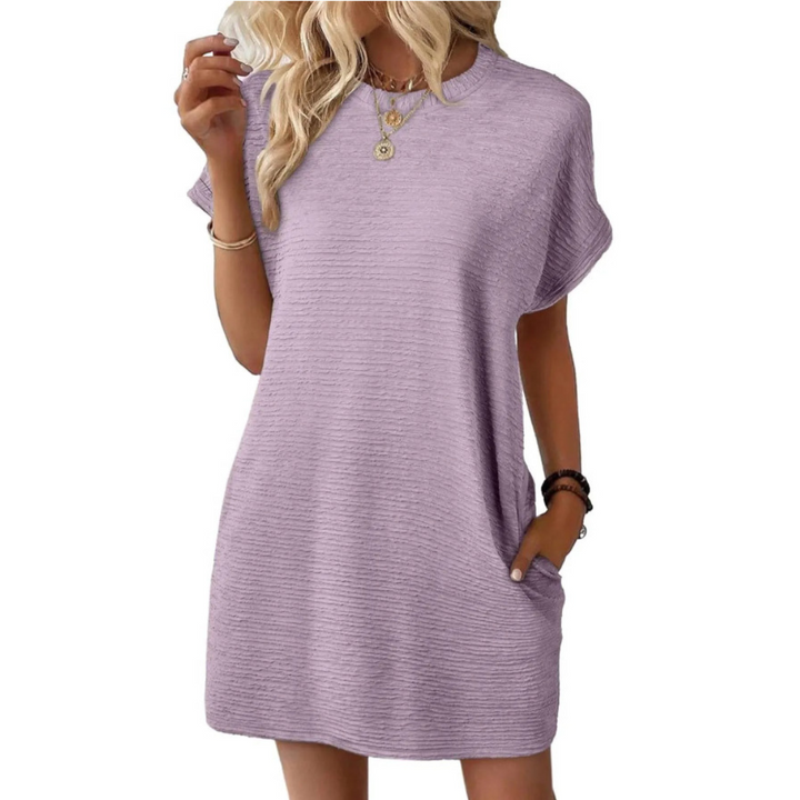 EVASHA™ – Casual Minimalist Round Neck Summer Dress - La femme Toronto