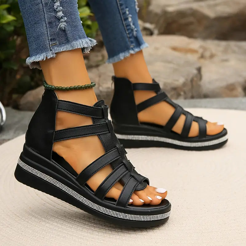 CHLOE - Elegant Wedge Sandals - La femme Toronto