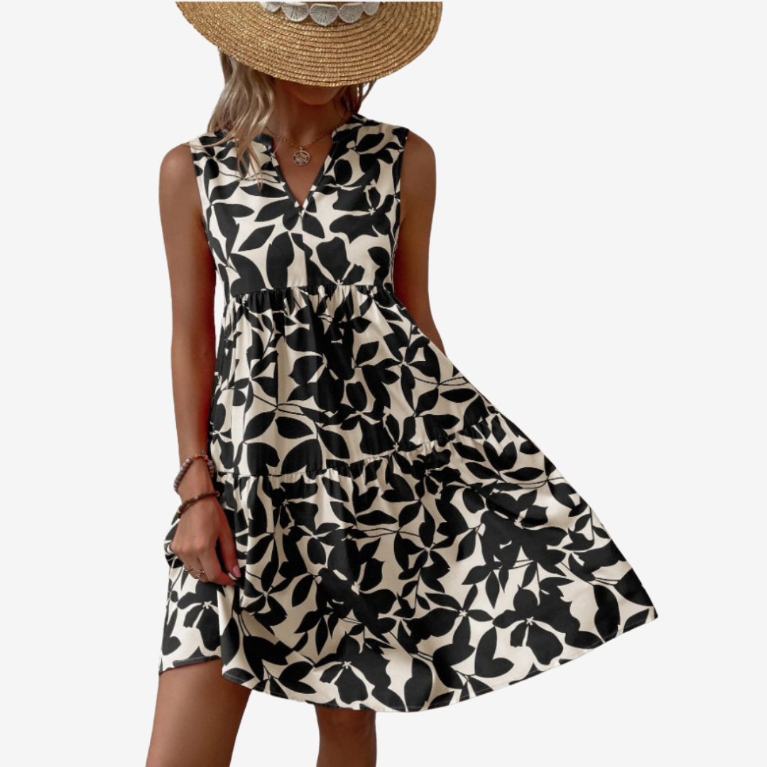 Séraphine™ Midi Dress with Leaf Motifs - La femme Toronto