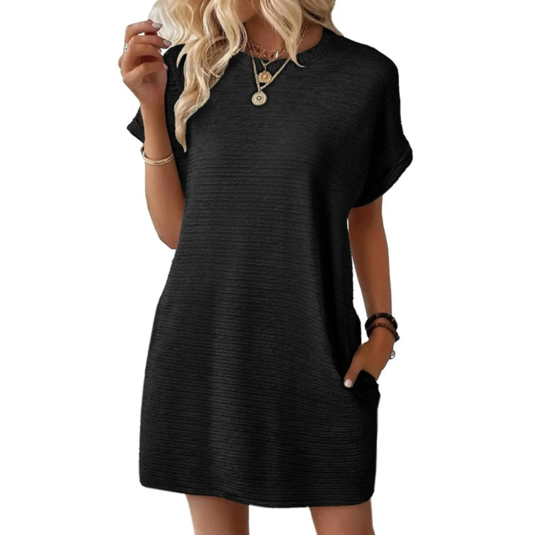 EVASHA™ – Casual Minimalist Round Neck Summer Dress - La femme Toronto