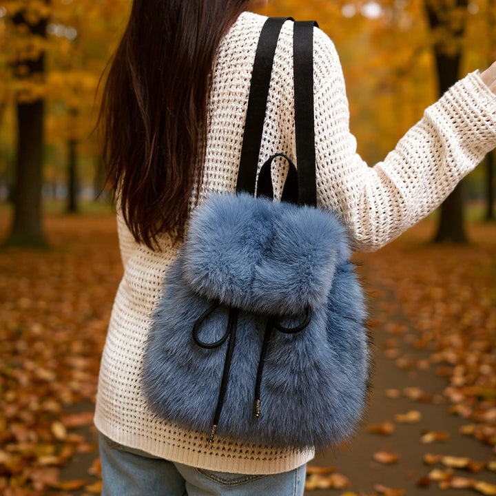 Bernice | Faux Fur Drawstring Backpack
