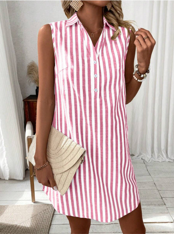 Annie™ | Elegant Striped Shirt Dress - La femme Toronto