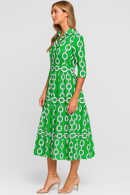 Diane - Chain Link Printed Summer Maxi Dress