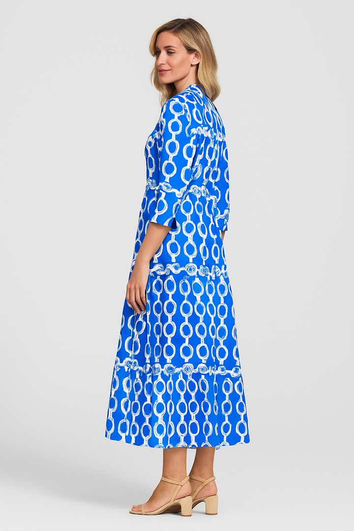 Diane - Chain Link Printed Summer Maxi Dress - La femme Toronto