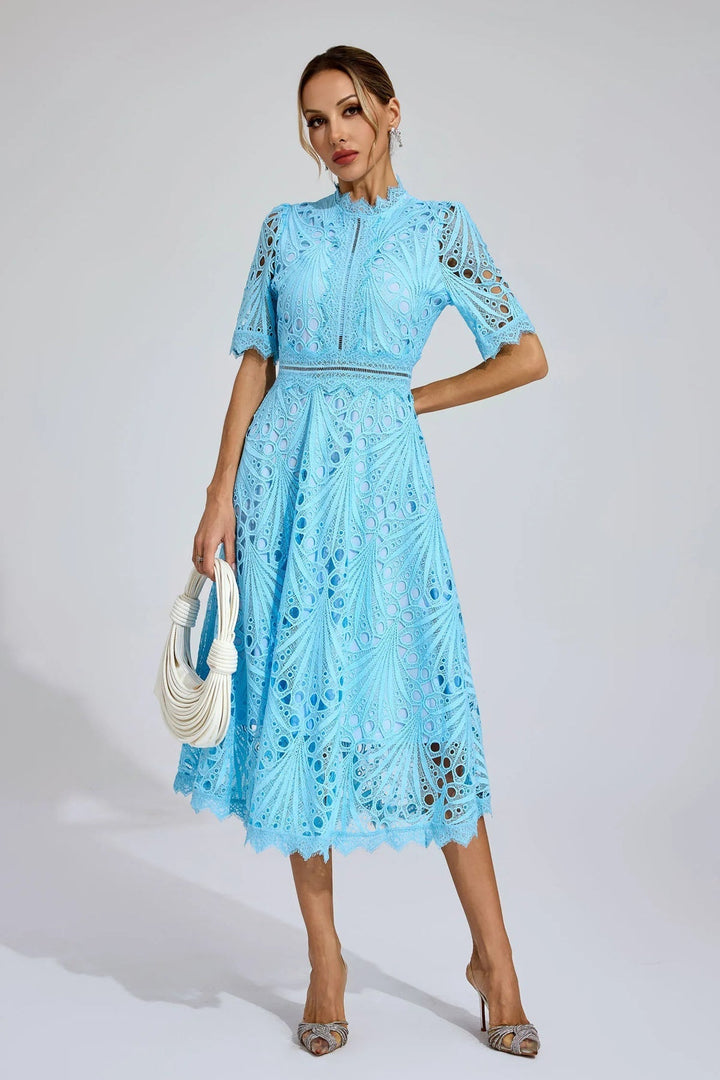 TINA | ELEGANT FLOWER EMBROIDERED DRESS - La femme Toronto