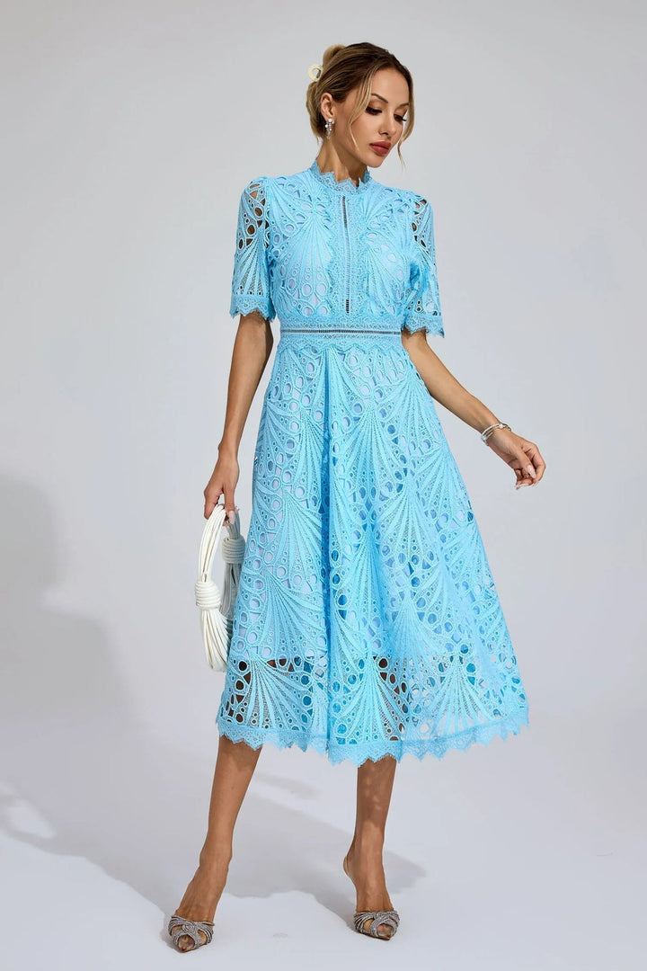 TINA | ELEGANT FLOWER EMBROIDERED DRESS - La femme Toronto