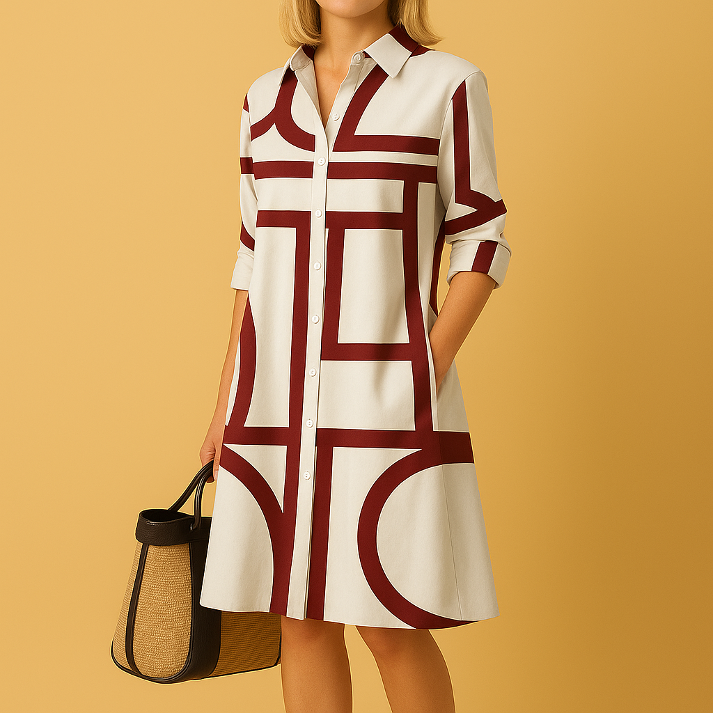 Tilde | Geometric Spring Dress with Side Pockets for Women - La femme Toronto