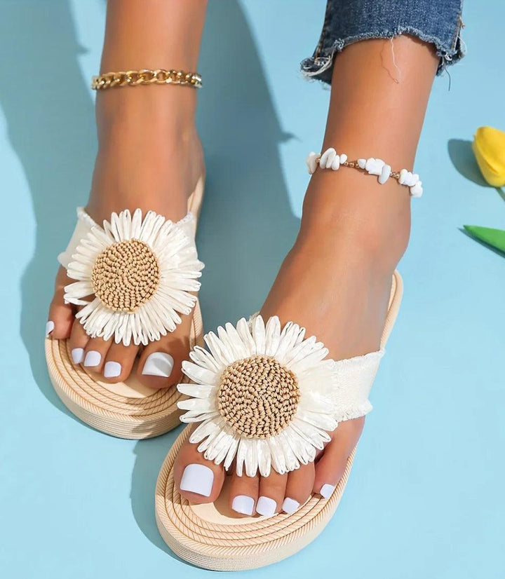 Ana | Sandale sa cvetnim uzorkom od slame