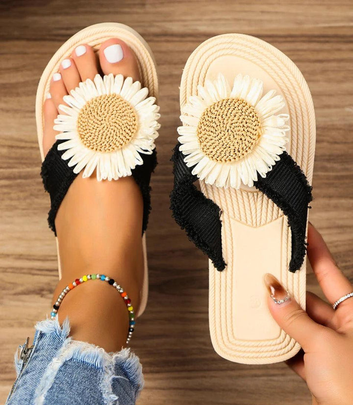 Ana | Sandale sa cvetnim uzorkom od slame