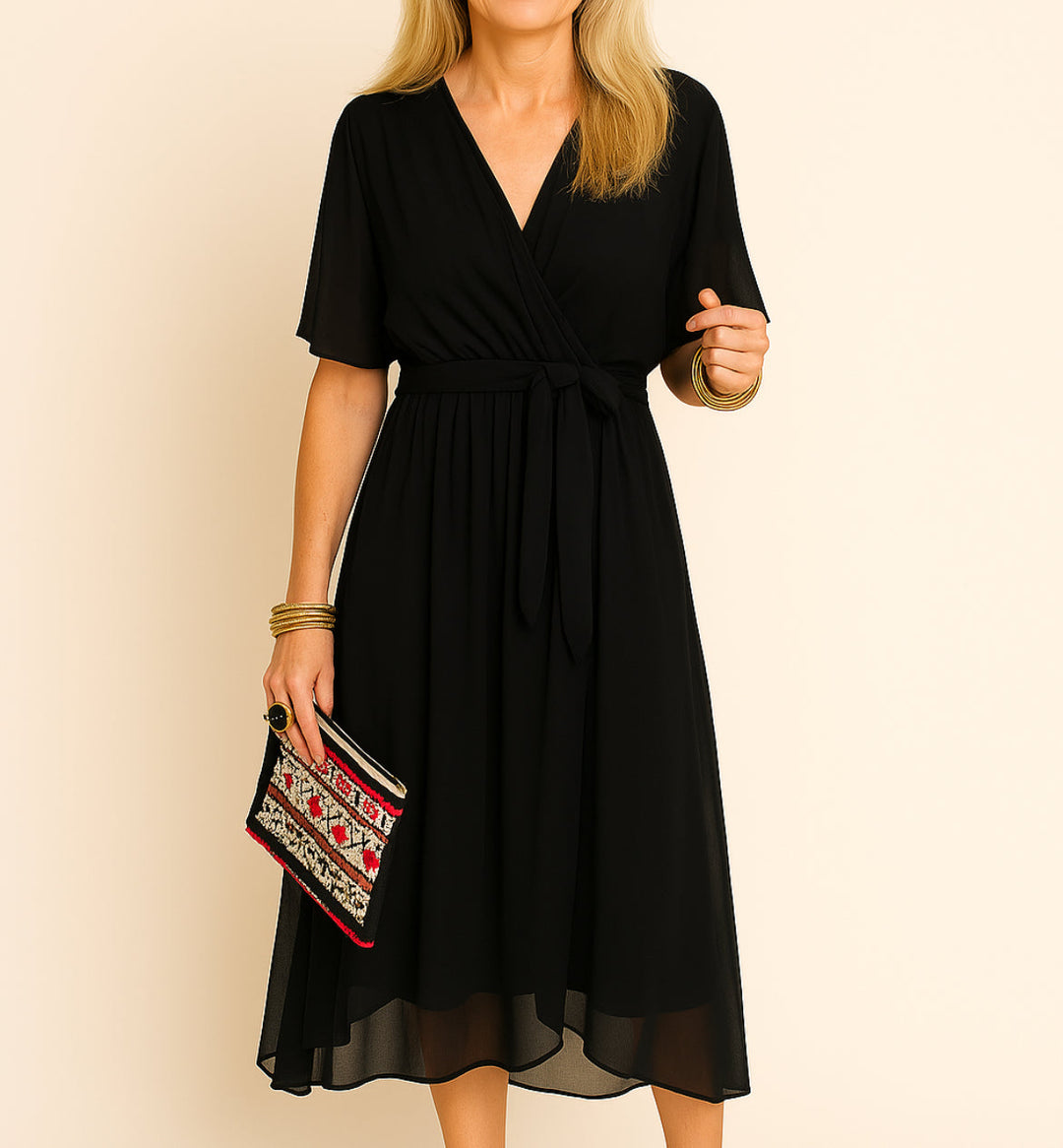 Elisabeth™ | V-neck dress in silky-soft muslin. - La femme Toronto