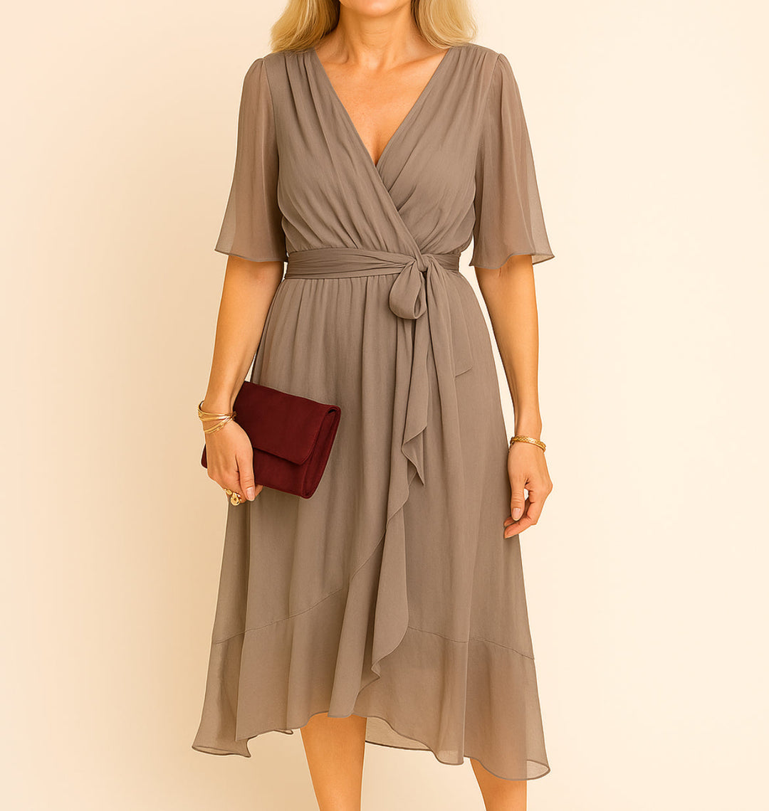 Elisabeth™ | V-neck dress in silky-soft muslin. - La femme Toronto