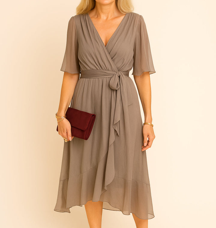 Elisabeth™ | V-neck dress in silky-soft muslin. - La femme Toronto