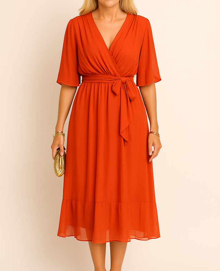 Elisabeth™ | V-neck dress in silky-soft muslin. - La femme Toronto