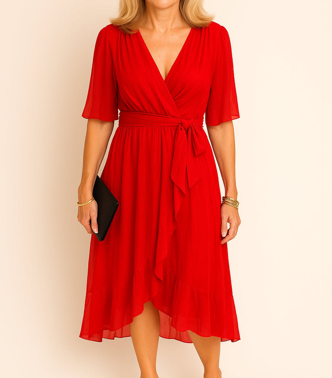 Elisabeth™ | V-neck dress in silky-soft muslin. - La femme Toronto