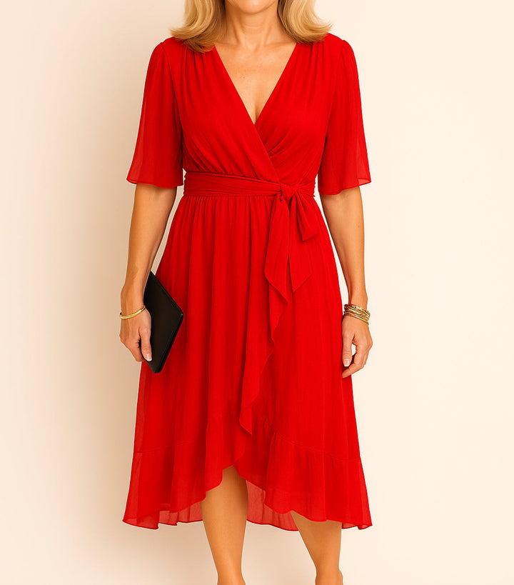 Elisabeth™ | V-neck dress in silky-soft muslin. - La femme Toronto