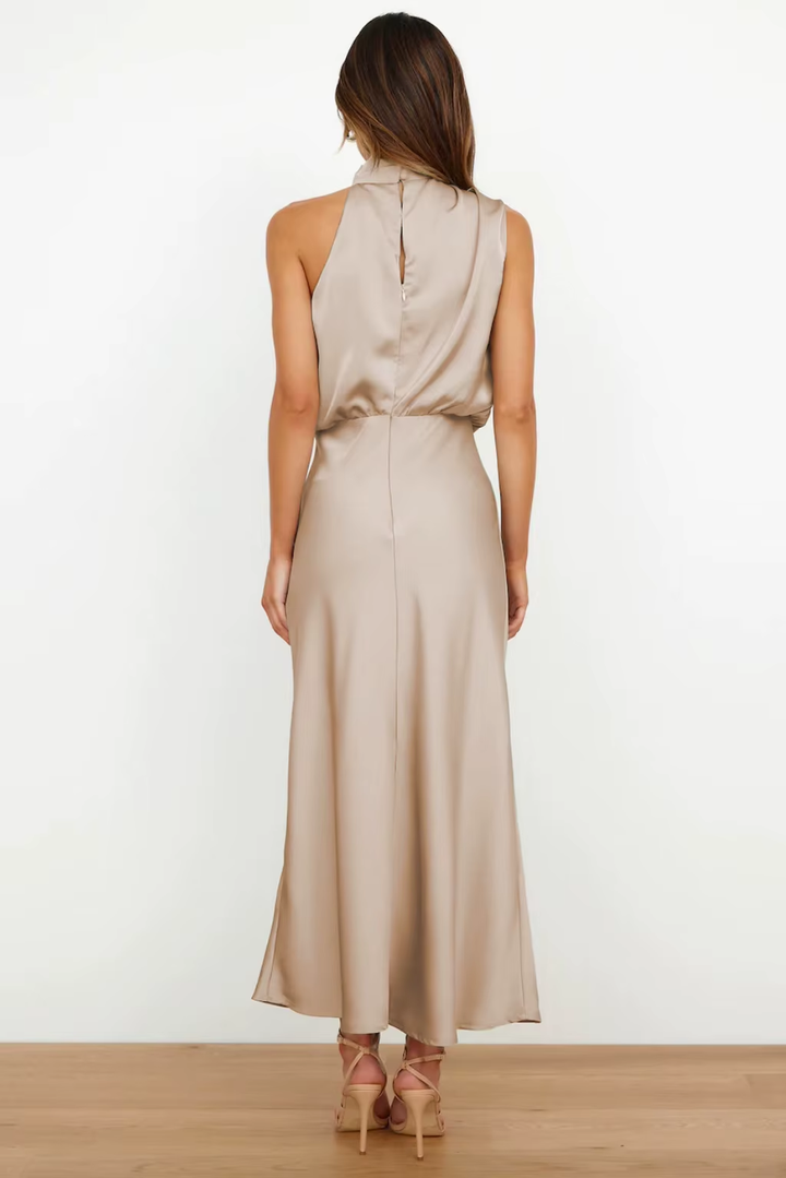 Madelyn | Elegantna ženska midi haljina sa drapiranim dekolteom