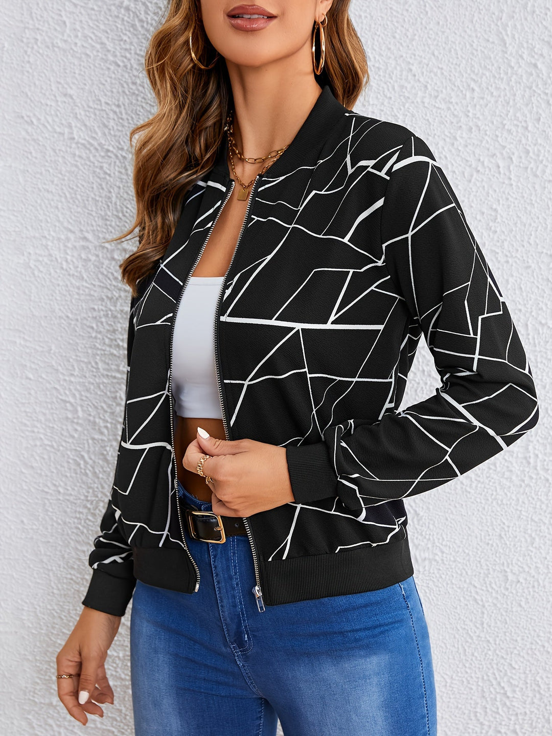 MILA™ | Artistic Pattern Zip-Up Jacket - La femme Toronto