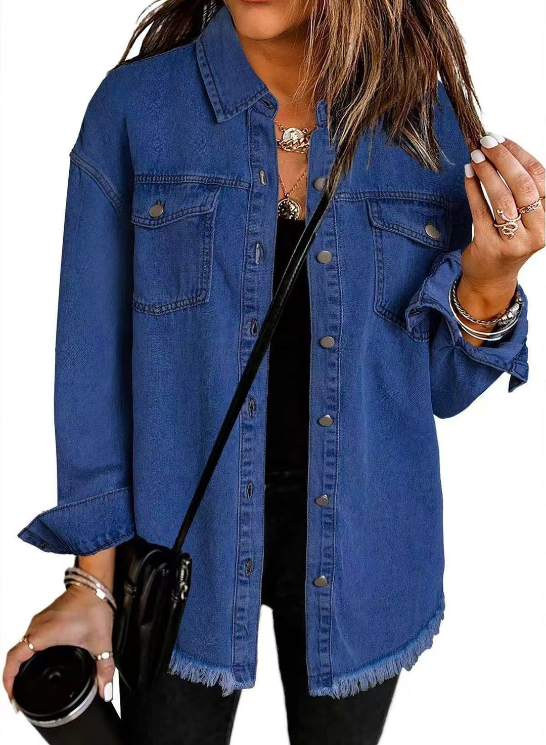 Harper-Denim Button-Up Jacket - La femme Toronto