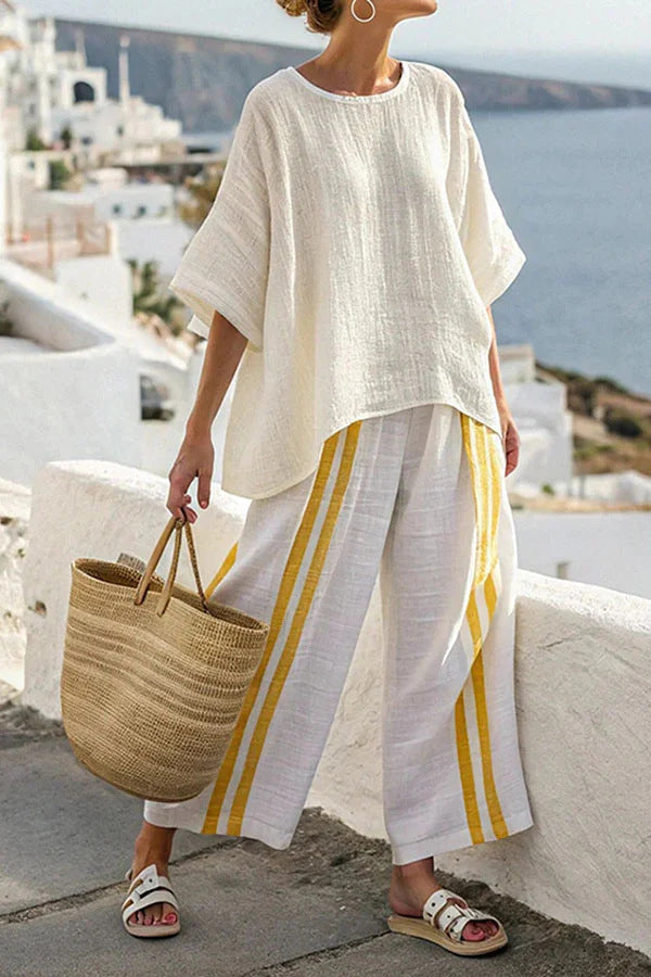 Celeste – Breezy Striped Lounge Set - La femme Toronto