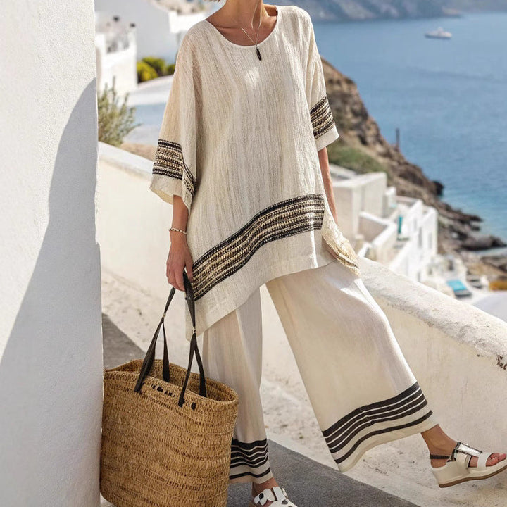 Celeste – Breezy Striped Lounge Set - La femme Toronto