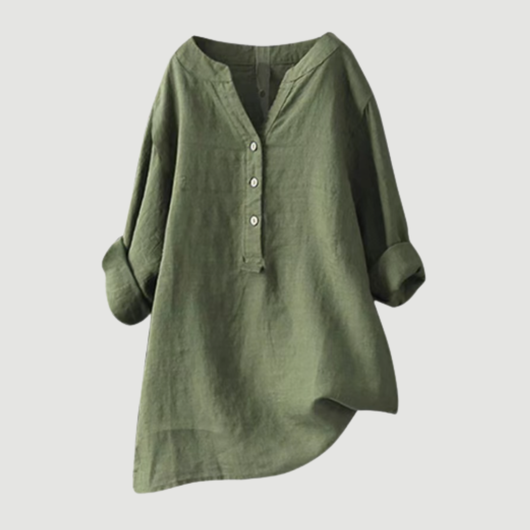 Freja™ – Lightweight and Comfortable Linen Shirt with Buttons - La femme Toronto