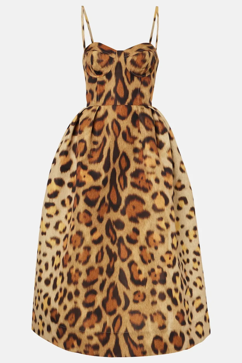Animal-print Bustier Midi Dress - La femme Toronto