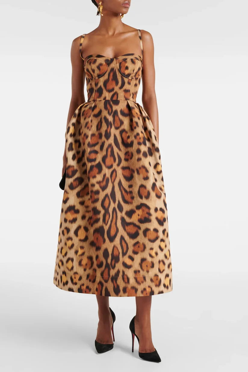 Animal-print Bustier Midi Dress - La femme Toronto
