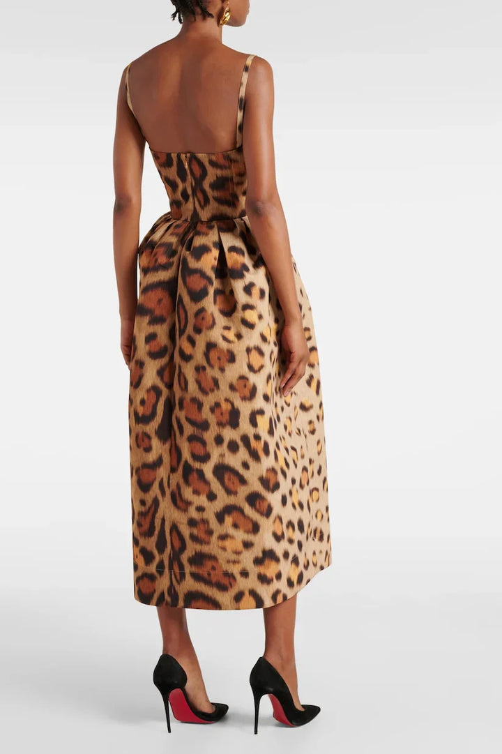 Animal-print Bustier Midi Dress - La femme Toronto