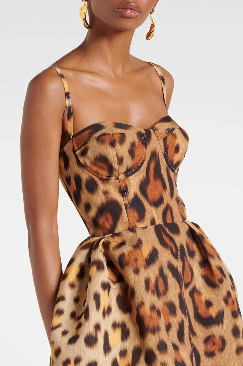 Animal-print Bustier Midi Dress - La femme Toronto