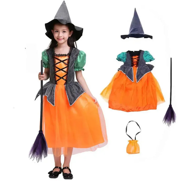 Girls- Halloween Costume Pumpkin Witch