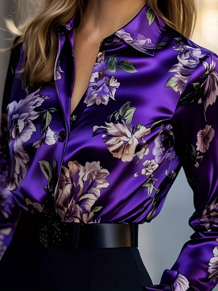 Reena- Satin Floral Print Blouse