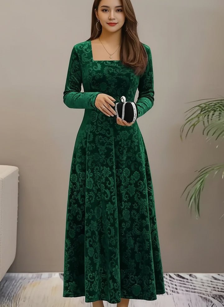 Mery- Plus size fleece elegant bohemian dress