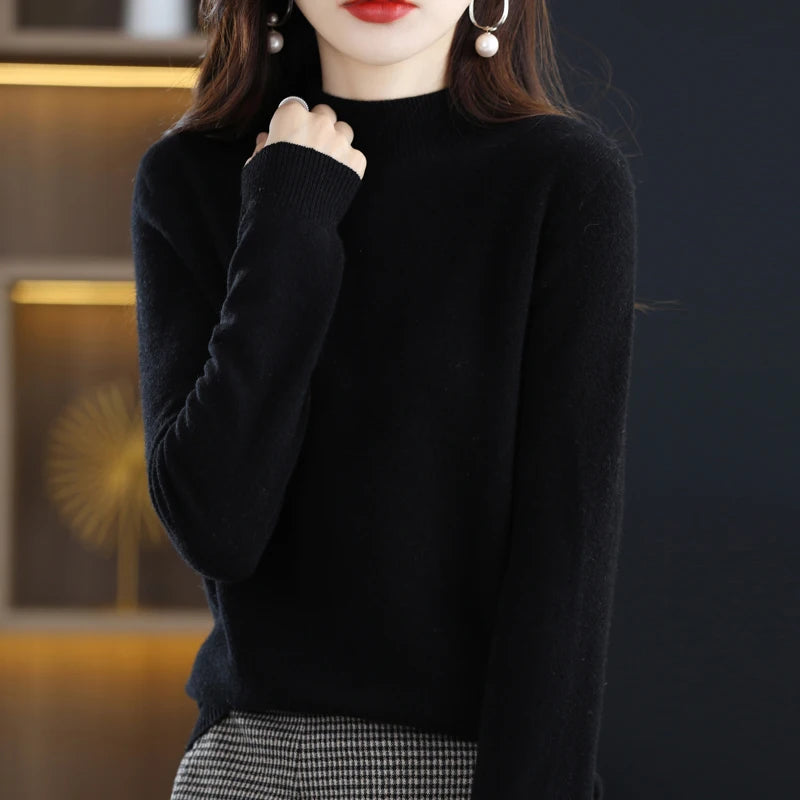 Mona- 100% Pure Wool Half-neck Pullover