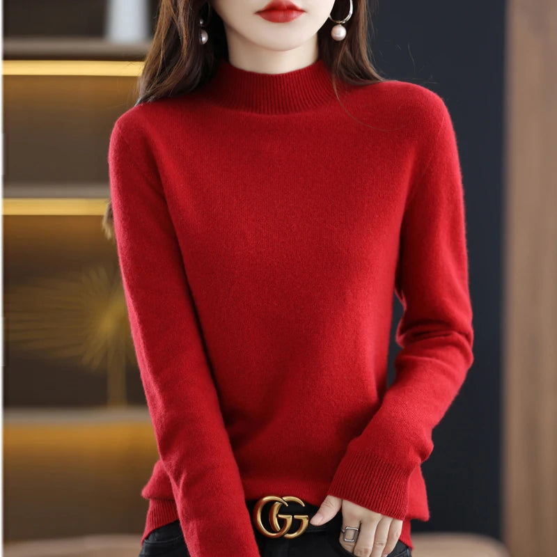 Mona- 100% Pure Wool Half-neck Pullover