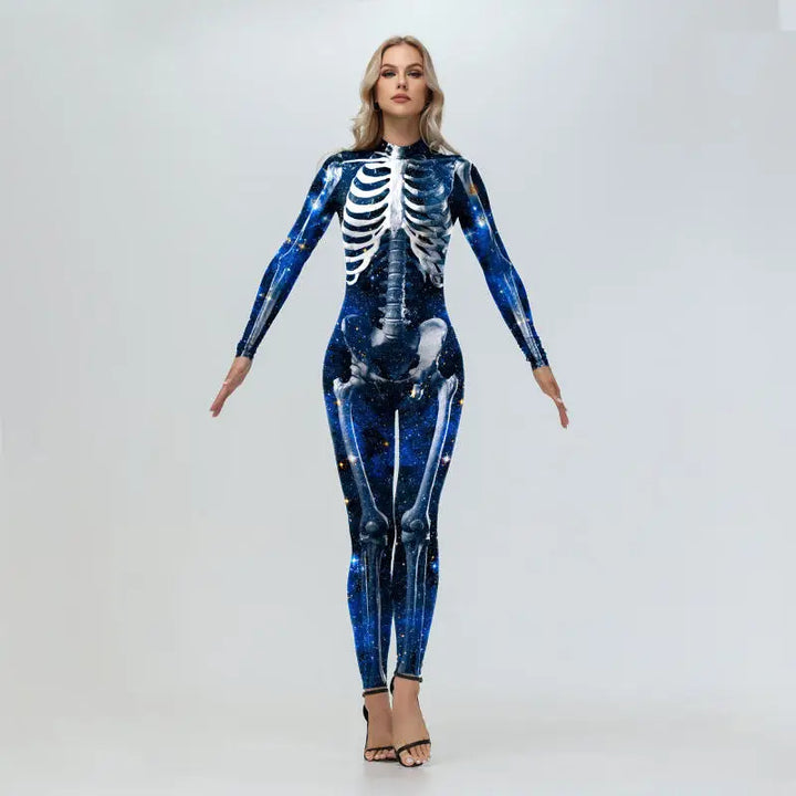 Cosplay Zombie Scary Skeleton Printed Bodysuit Halloween