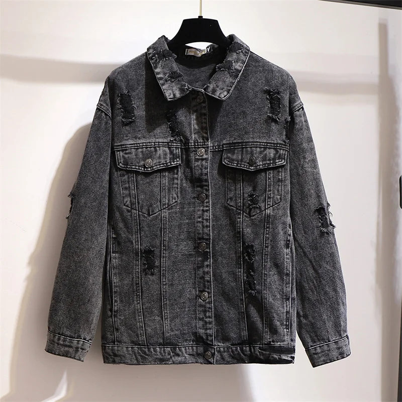 Blair - Oversized Distressed Washed Street Jacket - La femme Toronto