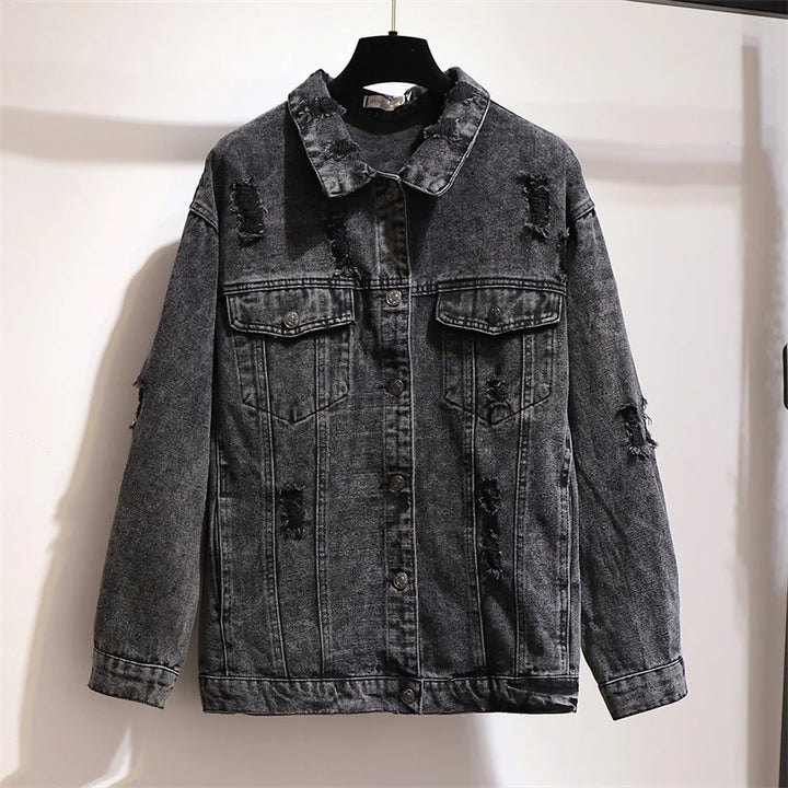 Blair - Oversized Distressed Washed Street Jacket - La femme Toronto