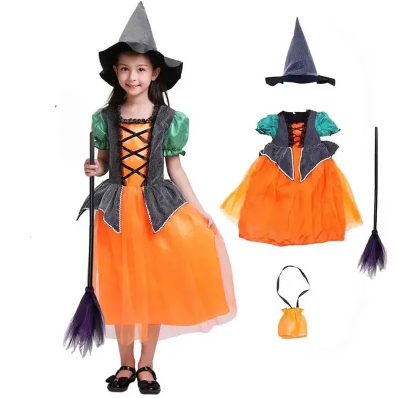Girls- Halloween Costume Pumpkin Witch