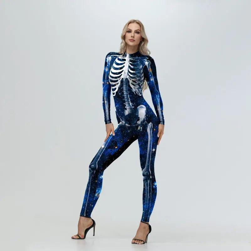 Cosplay Zombie Scary Skeleton Printed Bodysuit Halloween
