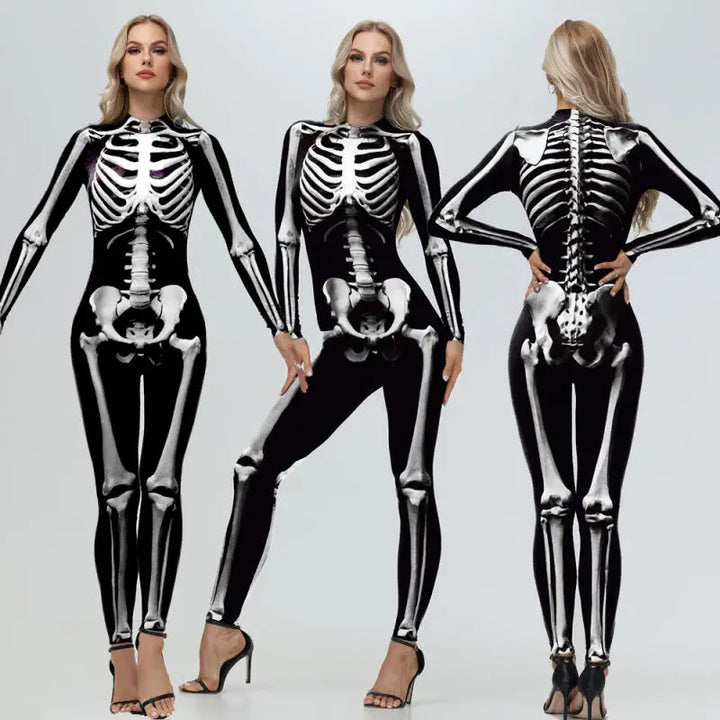 Cosplay Zombie Scary Skeleton Printed Bodysuit Halloween