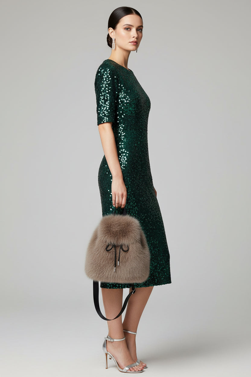 Bernice | Faux Fur Drawstring Backpack