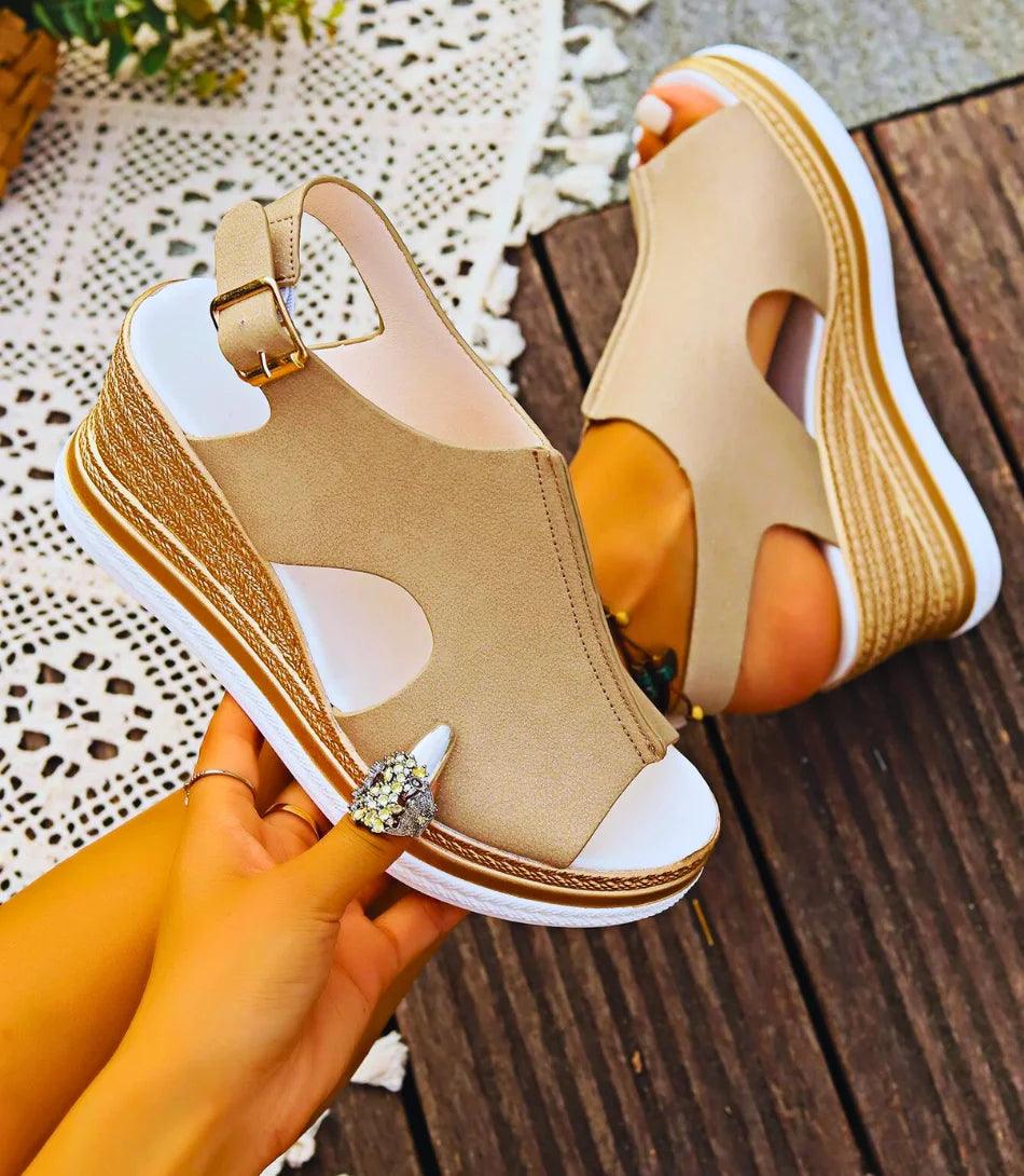 Olivera | Anabela sandale sa platformom i podesivim kaišem