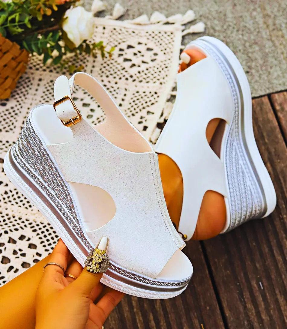 Olivera | Anabela sandale sa platformom i podesivim kaišem